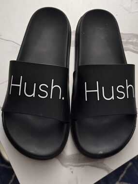 Hush. Black Slide Sandals for Men